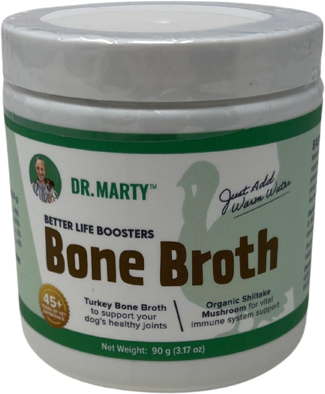 Dr. Marty Better Life Boosters Bone Broth Dog Supplement, Turkey, 3.17 oz Jar