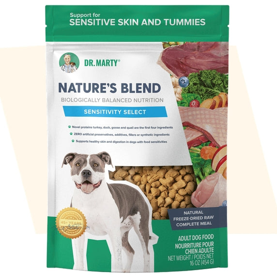 Dr. Marty Nature's Blend Sensitivity Select Freeze-Dried Raw Dry Dog Food 16 oz Bag