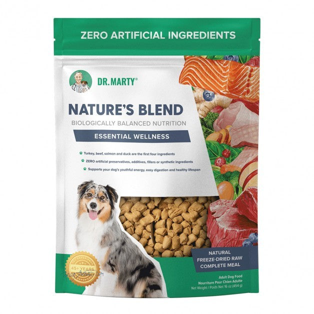 Dr. Marty Natures Blend, Essential Wellness Freeze Dried Raw Dog Food, 16 Oz Bag